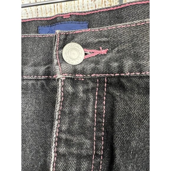 Vintage‎ 90s Y2K Ombre Jeans Sz 16 Purple Black Wide Leg Jeans Fringe Hem Grunge - Picture 3 of 9